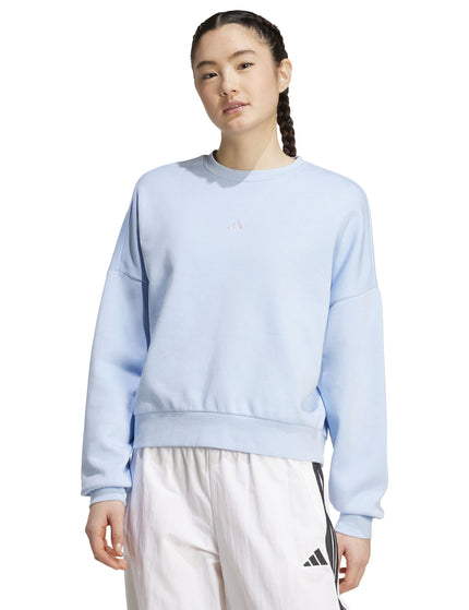 adidas Essentials Small Logo Feelcozy Sweatshirt - Glow Blue/Whiteimage1- The Sports Edit