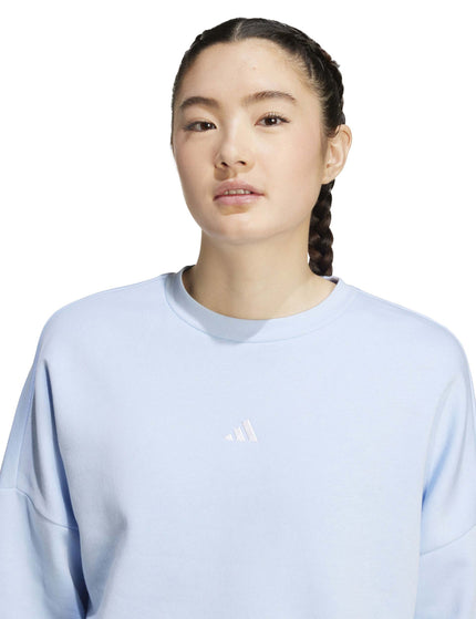 adidas Essentials Small Logo Feelcozy Sweatshirt - Glow Blue/Whiteimage3- The Sports Edit