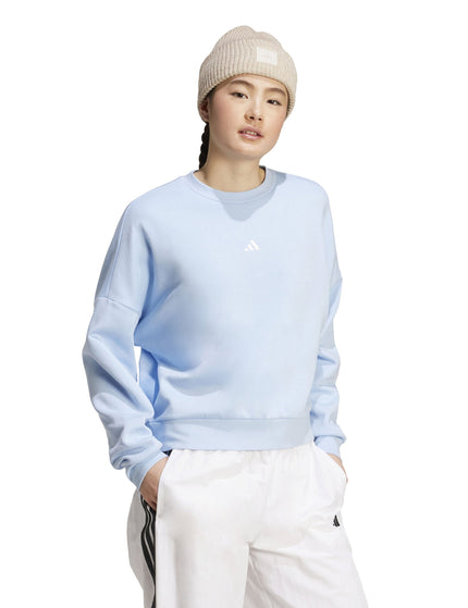 adidas Essentials Small Logo Feelcozy Sweatshirt - Glow Blue/Whiteimage5- The Sports Edit