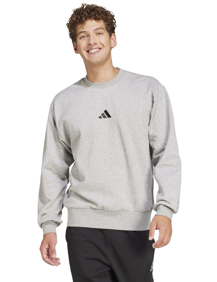 adidas Essentials Feelcozy Fleece Sweatshirt - Medium Grey Heather/Blackimages1- The Sports Edit