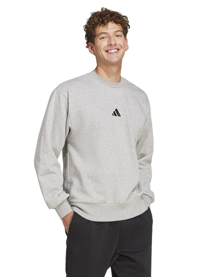 adidas Essentials Feelcozy Fleece Sweatshirt - Medium Grey Heather/Blackimages3- The Sports Edit
