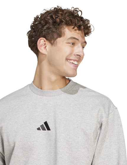 adidas Essentials Feelcozy Fleece Sweatshirt - Medium Grey Heather/Blackimages4- The Sports Edit