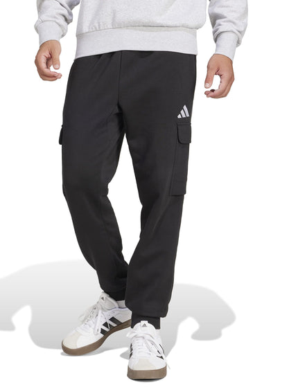 adidas Essentials Feelcozy Fleece Cargo Joggers - Black/Whiteimages1- The Sports Edit