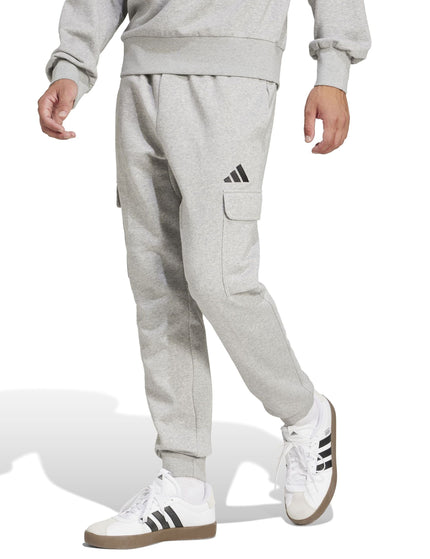 adidas Essentials Feelcozy Fleece Cargo Joggers - Medium Grey Heather/Blackimages1- The Sports Edit