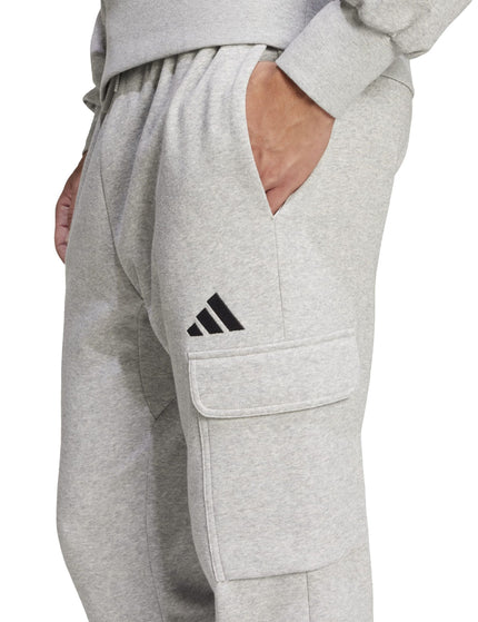 adidas Essentials Feelcozy Fleece Cargo Joggers - Medium Grey Heather/Blackimages5- The Sports Edit