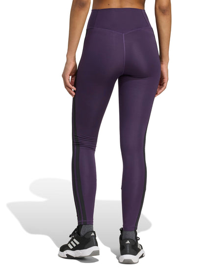 adidas Optime Essentials 3-Stripes 7/8 Leggings - Aurora Plum/Blackimage2- The Sports Edit