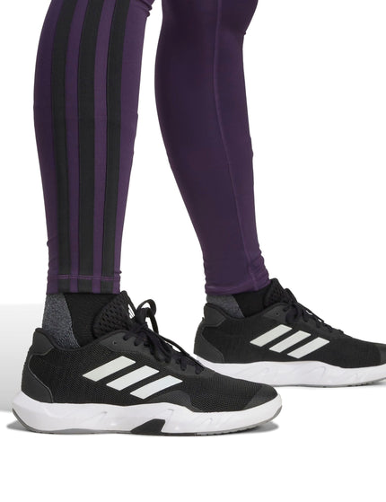 adidas Optime Essentials 3-Stripes 7/8 Leggings - Aurora Plum/Blackimage4- The Sports Edit
