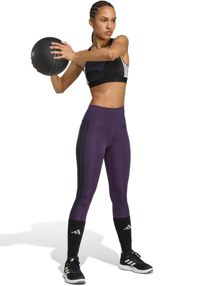 adidas Optime Essentials 3-Stripes 7/8 Leggings - Aurora Plum/Blackimage5- The Sports Edit