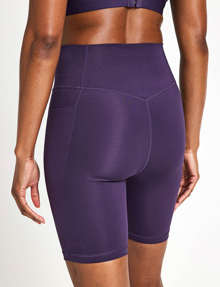 adidas Optime Essentials Stash Pocket 7-Inch Short Leggings - Aurora Plumimage2- The Sports Edit