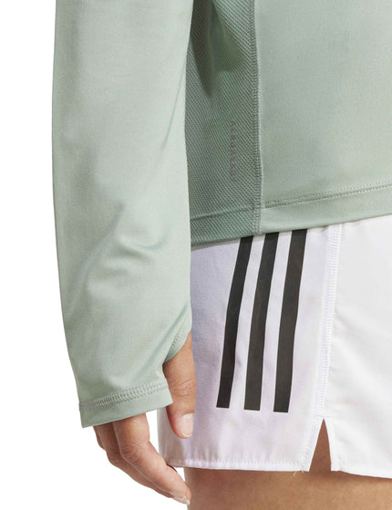 adidas Own the Run Half-Zip Jacket - Silver Greenimage4- The Sports Edit