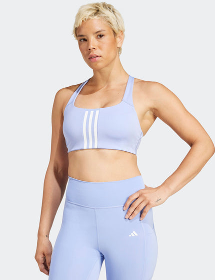 adidas Powerimpact Training Medium-Support 3-Stripes Bra - Blue Sparkimage1- The Sports Edit