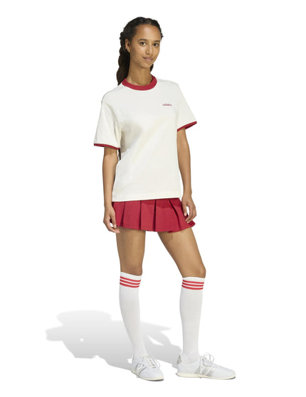 adidas Seasonal Essentials Colorpop T-Shirt with Embroidered Graphic - Off White/Active Maroonimages5- The Sports Edit