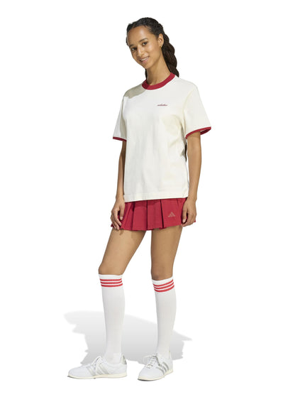 adidas Seasonal Essentials Colorpop T-Shirt with Embroidered Graphic - Off White/Active Maroonimages6- The Sports Edit