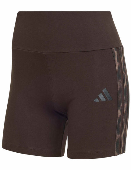 adidas Seasonal Essentials Leopard Print Biker Shorts with 3-Stripes - Aurora Coffee/Multicolorimages6- The Sports Edit