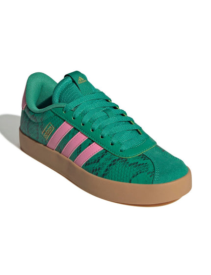 adidas VL Court 3.0 Shoes - Court Green/Bliss Pink/Gold Metallicimage2- The Sports Edit