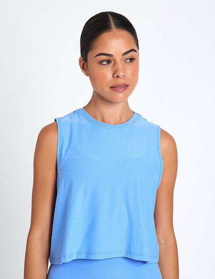 Beyond Yoga Featherweight Minimal Cropped Tank - Flower Blue Heatherimage1- The Sports Edit