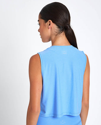 Featherweight Minimal Cropped Tank - Flower Blue Heather