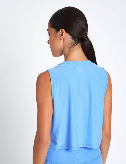 Beyond Yoga Featherweight Minimal Cropped Tank - Flower Blue Heatherimage2- The Sports Edit