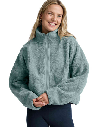 Boucle Fleece Zip Jacket - Misty Blue Heather