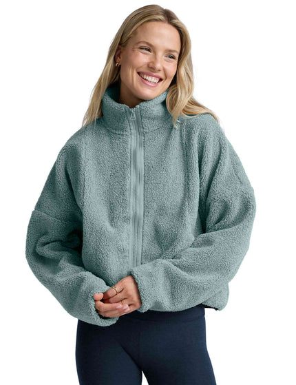 Beyond Yoga Boucle Fleece Zip Jacket - Misty Blue Heatherimages1- The Sports Edit