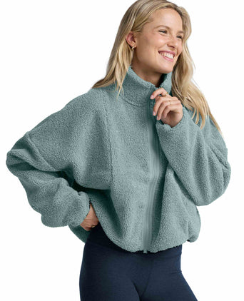 Boucle Fleece Zip Jacket - Misty Blue Heather