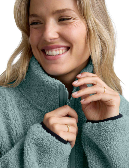 Beyond Yoga Boucle Fleece Zip Jacket - Misty Blue Heatherimages4- The Sports Edit