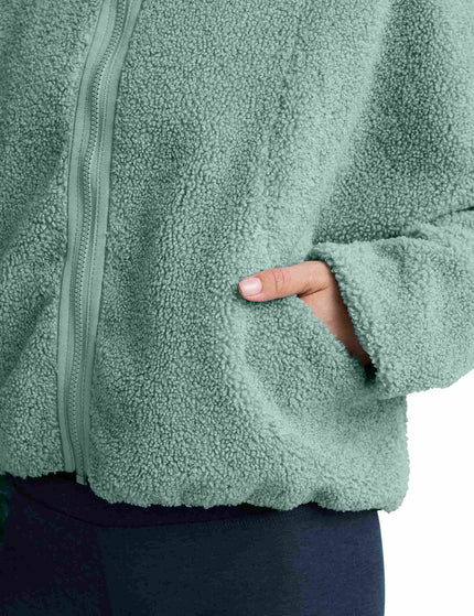 Beyond Yoga Boucle Fleece Zip Jacket - Misty Blue Heatherimages5- The Sports Edit