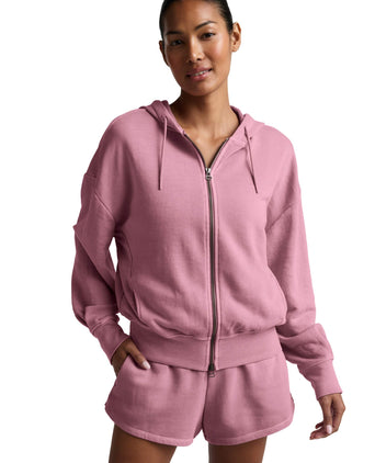 Fade Out Full Zip Hoodie - Washed Rich Raspberry