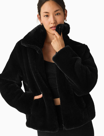 Beyond Yoga Faux Fur Jacket - Blackimage1- The Sports Edit