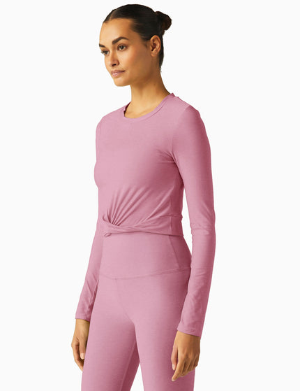 Beyond Yoga Featherweight Center Stage Cropped Long Sleeve Pullover - Pink Haze Heatherimage1- The Sports Edit