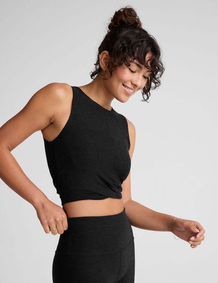 Beyond Yoga Featherweight Center Stage Cropped Tank - Darkest Nightimage3- The Sports Edit