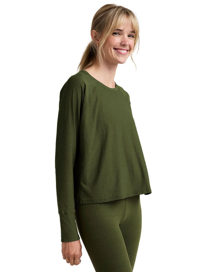Beyond Yoga Featherweight Daydreamer Pullover - Army Green Heatherimages2- The Sports Edit