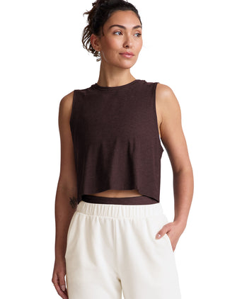 Featherweight Minimal Cropped Tank - Dark Chocolate Heather