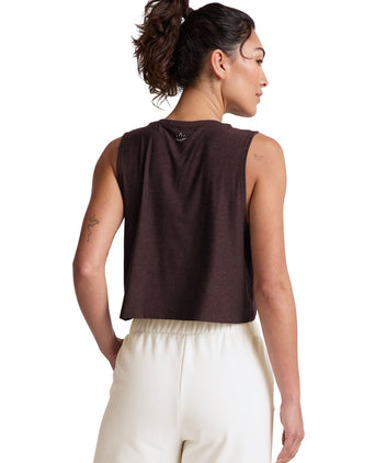 Featherweight Minimal Cropped Tank - Dark Chocolate Heather
