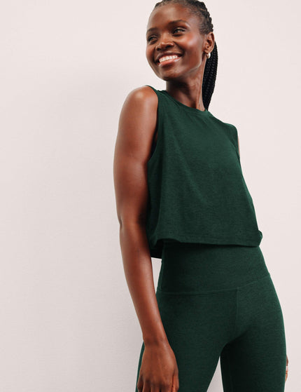 Beyond Yoga Featherweight Minimal Cropped Tank - Dark Spruce Green Heatherimages5- The Sports Edit