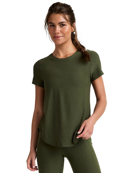 Beyond Yoga Featherweight On The Down Low Tee - Army Green Heatherimages1- The Sports Edit