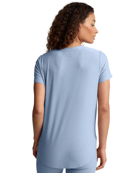Beyond Yoga Featherweight On The Down Low Tee - Blue Zen Heatherimages3- The Sports Edit