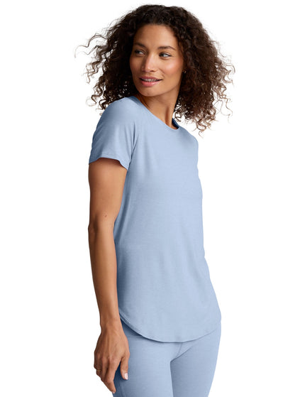 Beyond Yoga Featherweight On The Down Low Tee - Blue Zen Heatherimages2- The Sports Edit