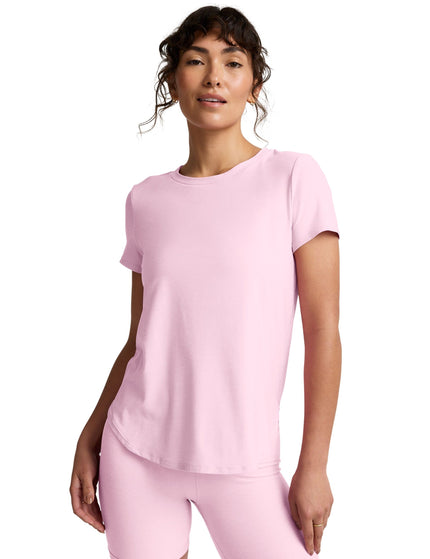 Beyond Yoga Featherweight On The Down Low Tee - Frosty Pink Heatherimages1- The Sports Edit