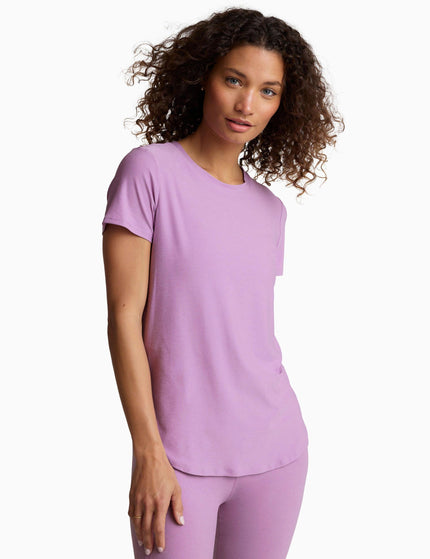 Beyond Yoga Featherweight on the Down Low Tee - Lilac Petal Heatherimage1- The Sports Edit