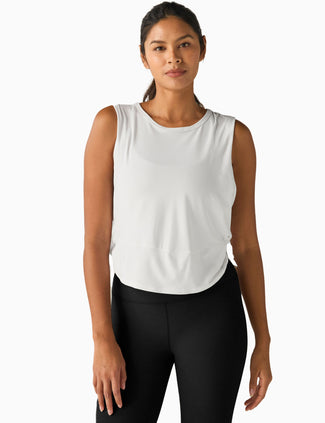 Featherweight Side Note Twist Tank - Cloud White