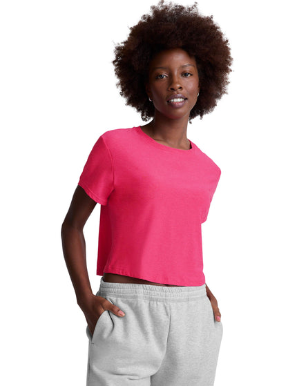 Beyond Yoga Featherweight Supreme Cropped Tee - Vivid Pink Heatherimage1- The Sports Edit