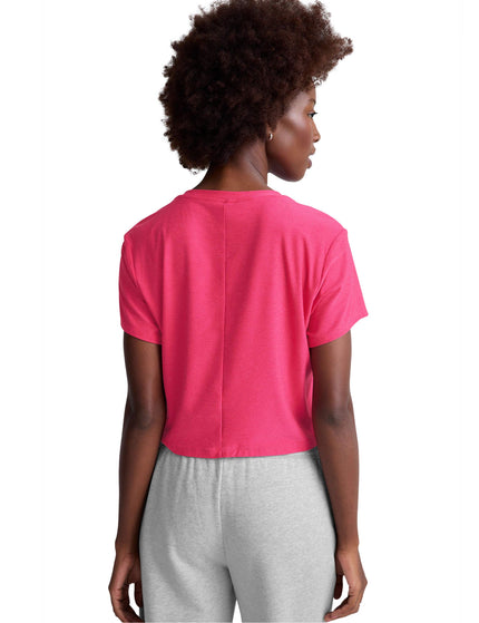 Beyond Yoga Featherweight Supreme Cropped Tee - Vivid Pink Heatherimage2- The Sports Edit