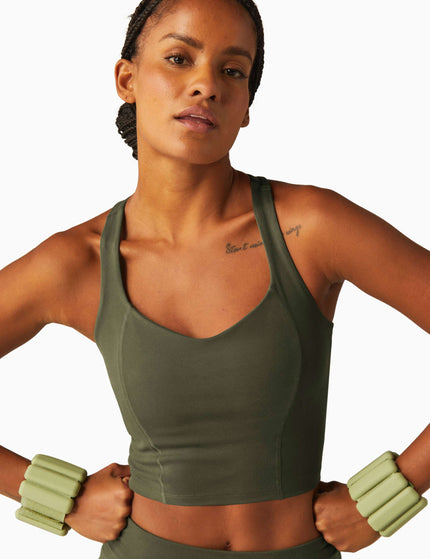 Beyond Yoga POWERBEYOND Intensity Racerback Cropped Tank - Modern Oliveimage1- The Sports Edit