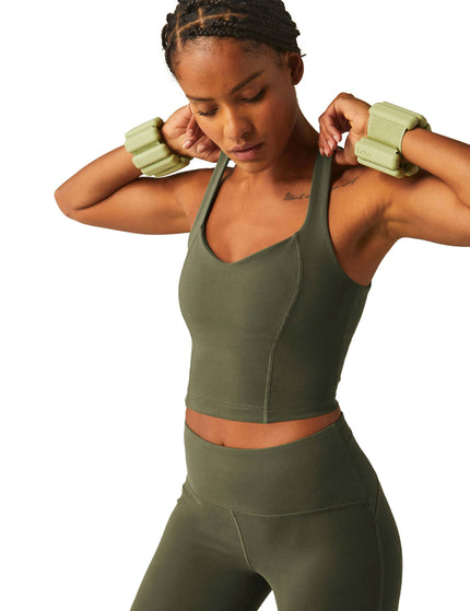 Beyond Yoga POWERBEYOND Intensity Racerback Cropped Tank - Modern Oliveimage2- The Sports Edit