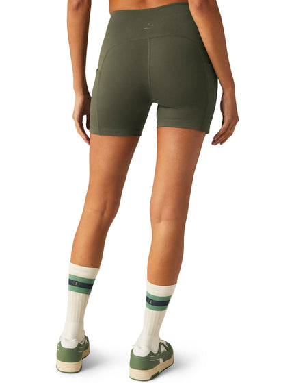 Beyond Yoga POWERBEYOND Strive Pocket Biker Short - Modern Oliveimage3- The Sports Edit