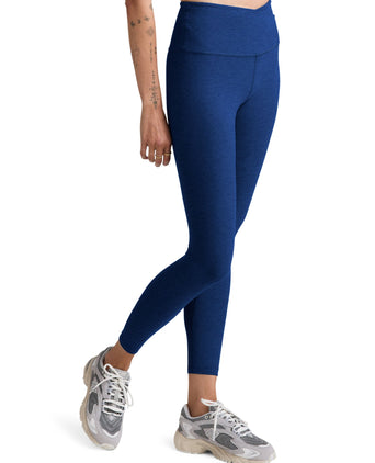 Spacedye At Your Leisure High Waisted Midi Legging - Marine Blue Heather