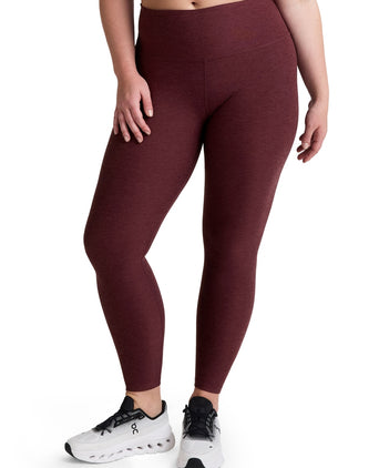 Spacedye Caught In The Midi High Waisted Legging - Midnight Burgundy Heather