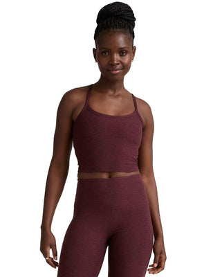 Spacedye Slim Racerback Cropped Tank - Midnight Burgundy Heather