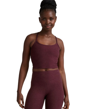 Spacedye Slim Racerback Cropped Tank - Midnight Burgundy Heather